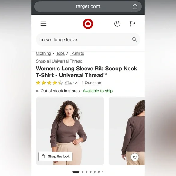 Brown Long Sleeve Ribbed Top - Picture 4 of 4